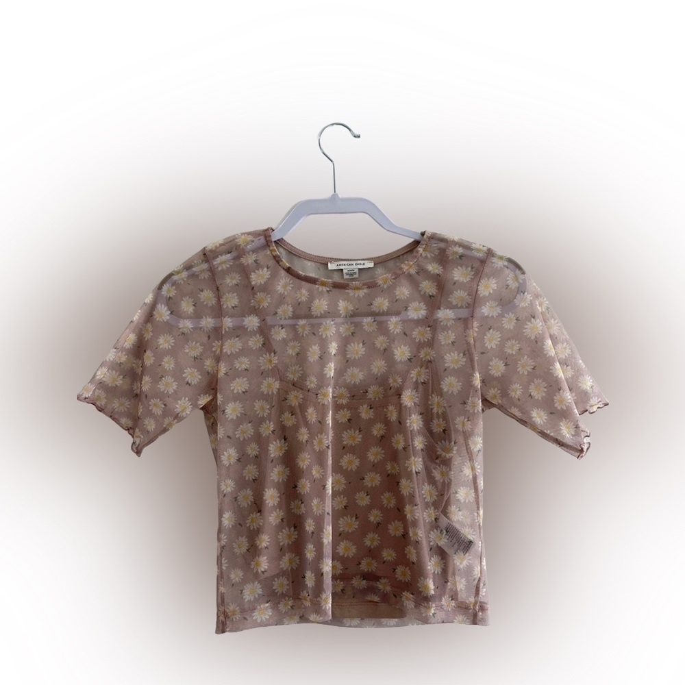 American Eagle Flower Sheer Shirt